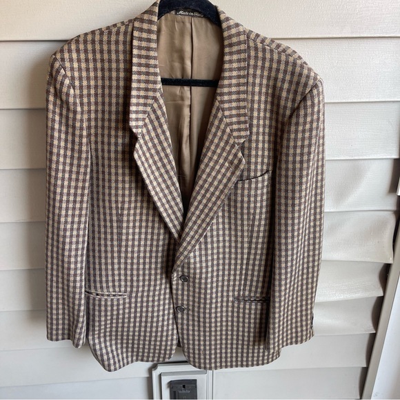 Giorgio Armani Other - vintage 90s GIORGIO ARMANI MANI jacket blazer sport coat glen plaid brown 42R